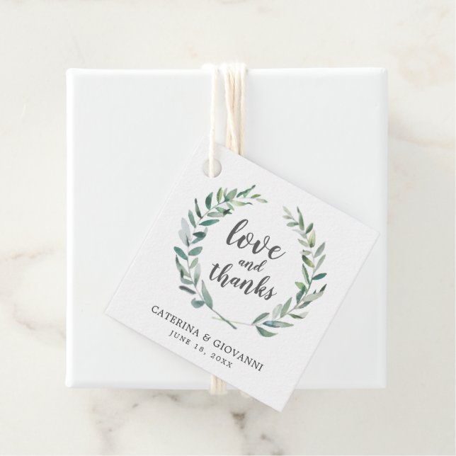 Monogram Greenery Wreath Elegant Wedding Geschenkanhänger (Beispiel)