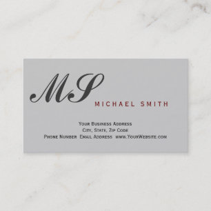 Monogram Grey Attorney at Law Business Card Visitenkarte