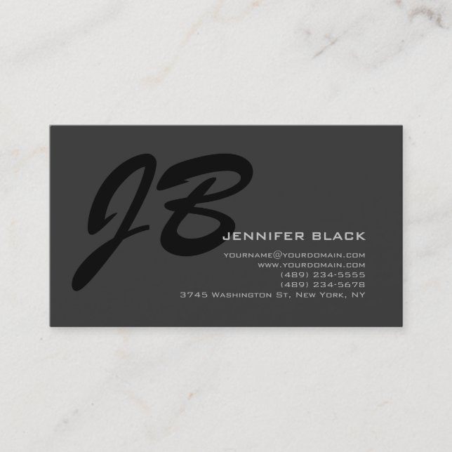 Monogram Grey Black Consultant-Visitenkarte Visitenkarte (Vorderseite)
