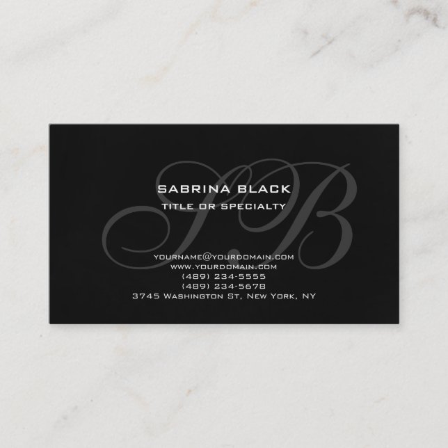 Monogram Grey Black Consultant-Visitenkarte Visitenkarte (Vorderseite)