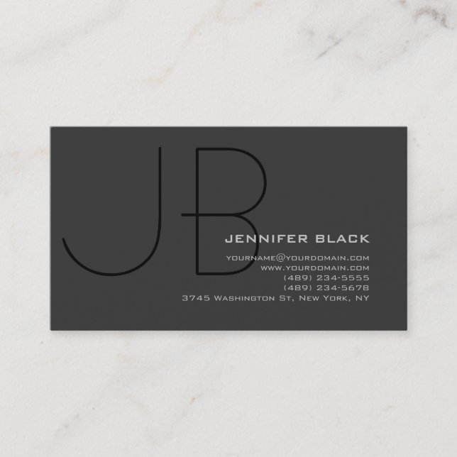 Monogram Grey Black Consultant-Visitenkarte Visitenkarte (Vorderseite)