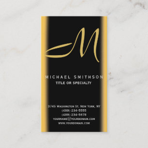 Monogram Grey Black Gold Consultant-Visitenkarte Visitenkarte