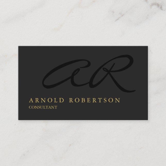 Monogram Grey Gold Carte de visite professionnel (Devant)