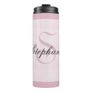 Monogram Grey Pink Trendy Elegante Girly Modern Thermosbecher