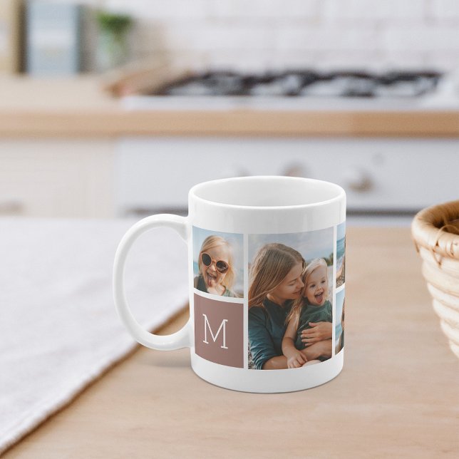 Monogram Grid Foto Collage Kaffeetasse (Von Creator hochgeladen)