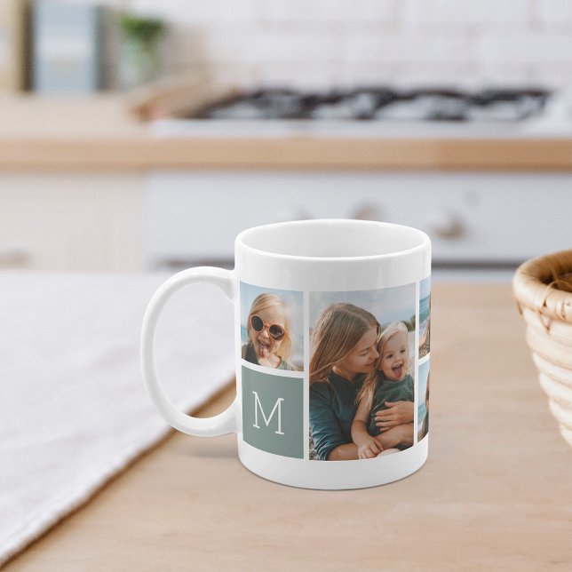 Monogram Grid Foto Collage Kaffeetasse (Von Creator hochgeladen)
