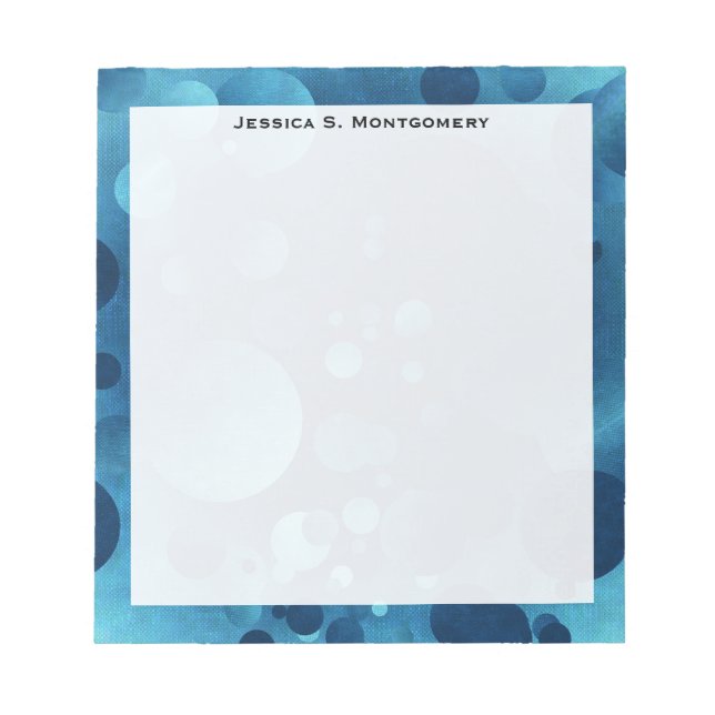 Monogram Grunge Blue Geometric Circles Notizblock (Vorderseite)