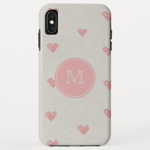 Monogram Grunge Pink Hearts Muster Case-Mate iPhone Hülle