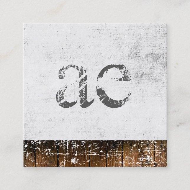 Monogram Grunge Texture Wood Rustic Trimm Quadratische Visitenkarte (Vorderseite)