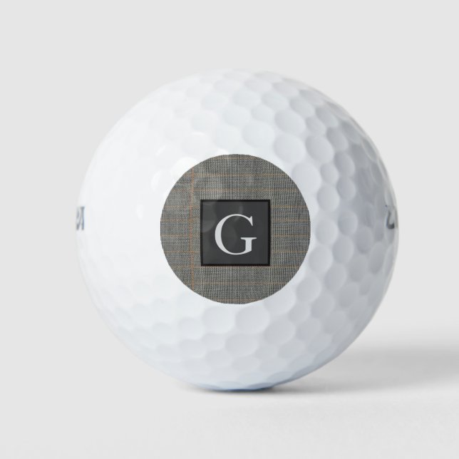 Monogram gry Tweed Trauzeuge Bestman Wedding Gift Golfball (Vorderseite)