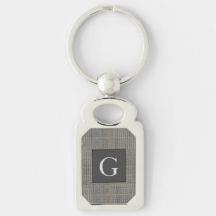 Monogram gry Tweed Trauzeuge Bestman Wedding Gift Schlüsselanhänger