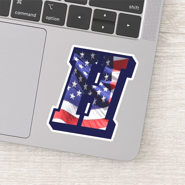 Monogram H American Flag Letter H Initial USA Aufkleber (Detail)
