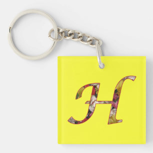 Monogram H Floral Design Schlüsselanhänger