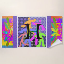 Monogram H Fun Figures Beach Handtuch