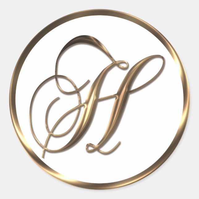 Monogram H Imitate Bronze Runder Aufkleber (Vorderseite)