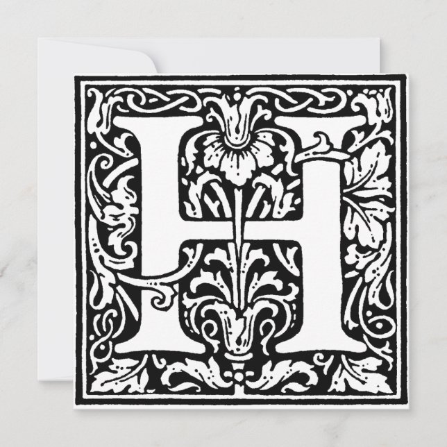 Monogram H Initial Black and White Floral Pattern (Vorderseite)