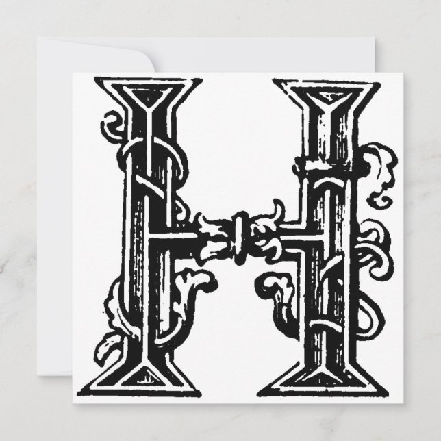 Monogram H Initial Black and White Floral Pattern (Vorderseite)