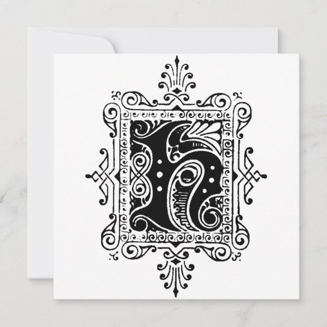 Monogram H Initial Black and White Floral Pattern (Vorderseite)