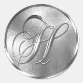 Monogram H NONMETALLIC Silberner Umschlag Aufklebe Runder Aufkleber