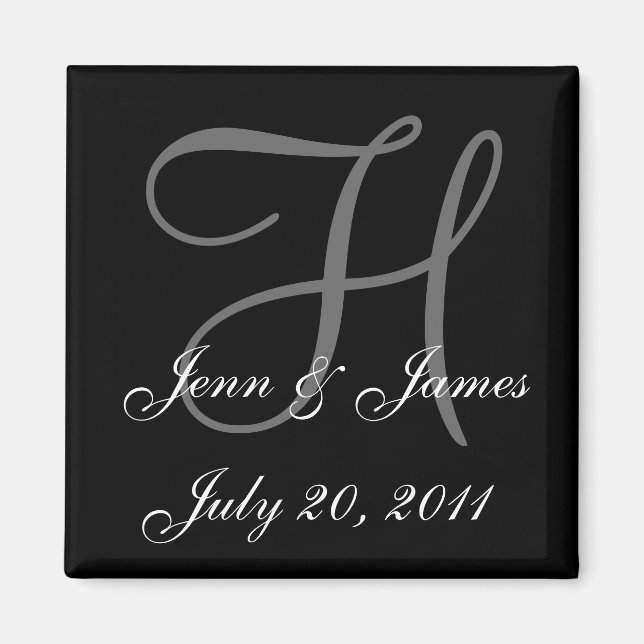 Monogram H Wedding Bride Groom Date Magnet (Vorne)