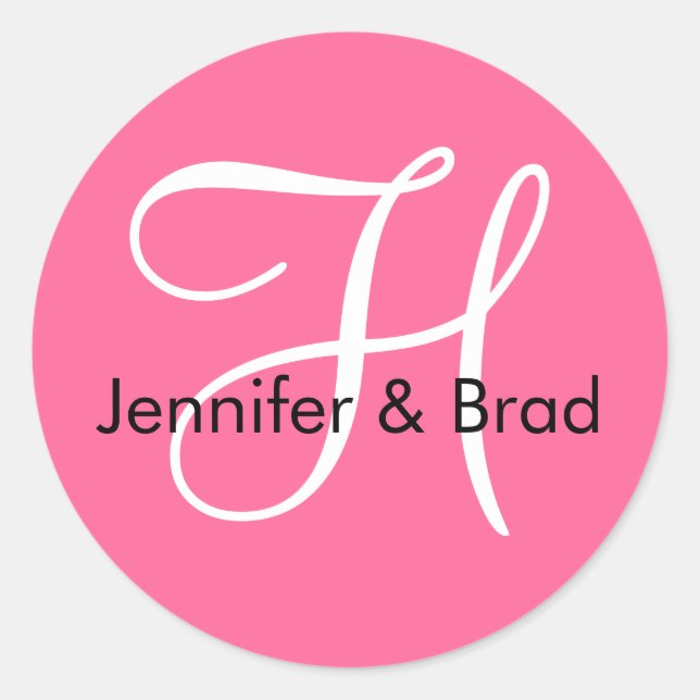 Monogram H Wedding Spring 2010 Rosa Siegel Runder Aufkleber (Vorderseite)