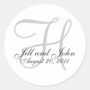 Monogram H Wedding White Bride Groom Siegel Sticke Runder Aufkleber