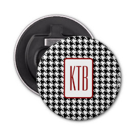 Monogram Hahnentrittmuster 2.25-in Button Magnet Flaschenöffner