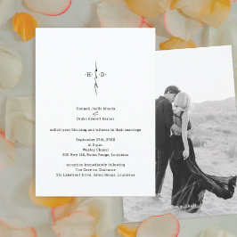 Monogram Hand Letter Chic Cross zentrierte Hochzei Einladung