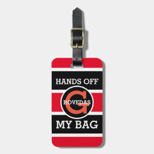 Monogram-Hände von meinem Bag-Text auf Red White B Gepäckanhänger
