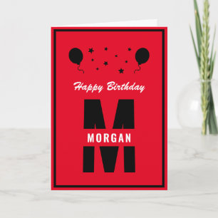 Monogram Happy Birthday Jegliche Altersstufe Rot S Karte