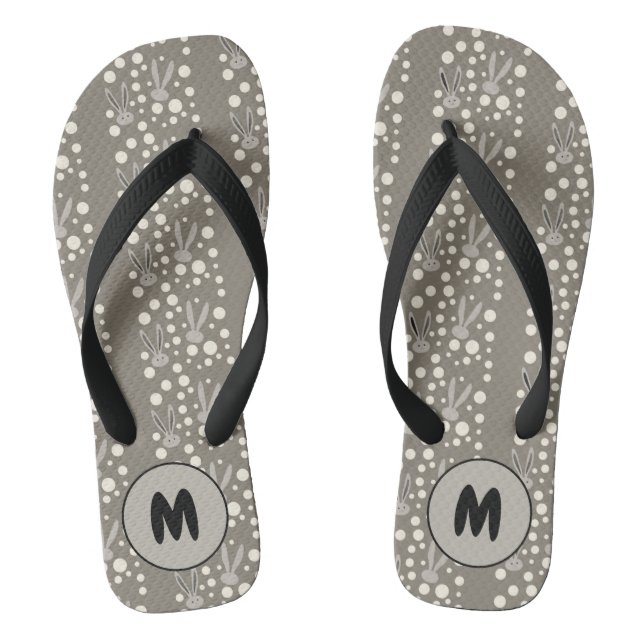 Monogram Happy Oaster Holiday Bunny Spring Muster Flip Flops (Fußbett)