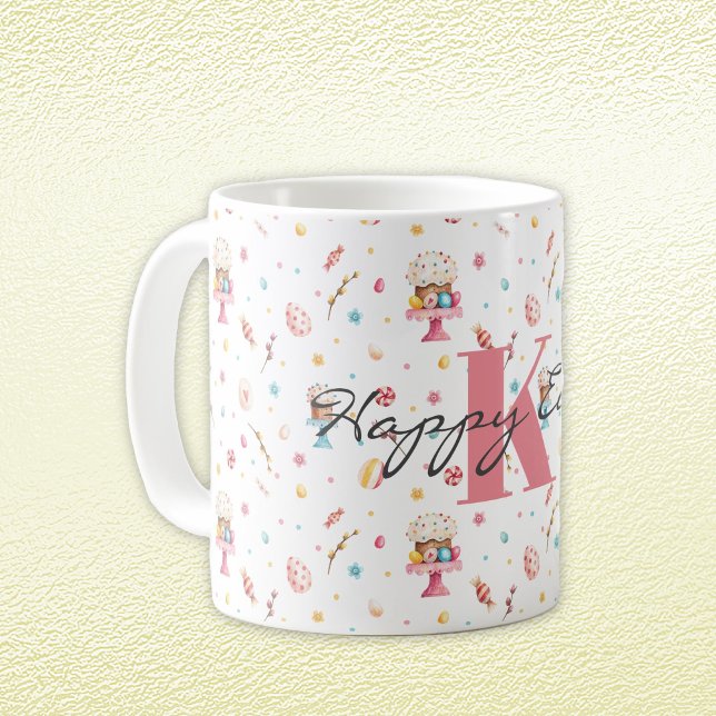 Monogram Happy Oaster Pattern 11oz Kaffeetasse (Von Creator hochgeladen)