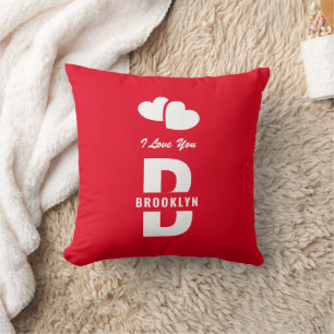Monogram Happy Valentine's Day Red White Hipster Kissen