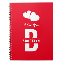 Monogram Happy Valentine's Day Red White Hipster Notizblock