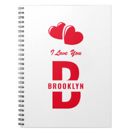 Monogram Happy Valentine's Day White Red Hipster Notizblock