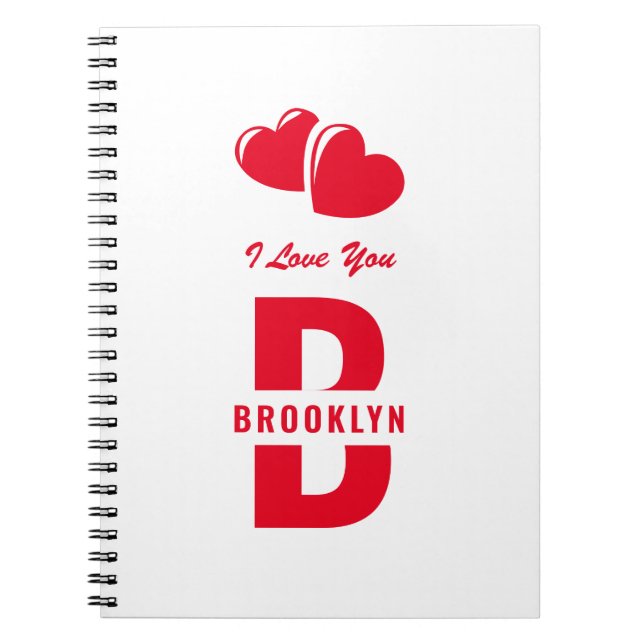 Monogram Happy Valentine's Day White Red Hipster Notizblock (Vorderseite)
