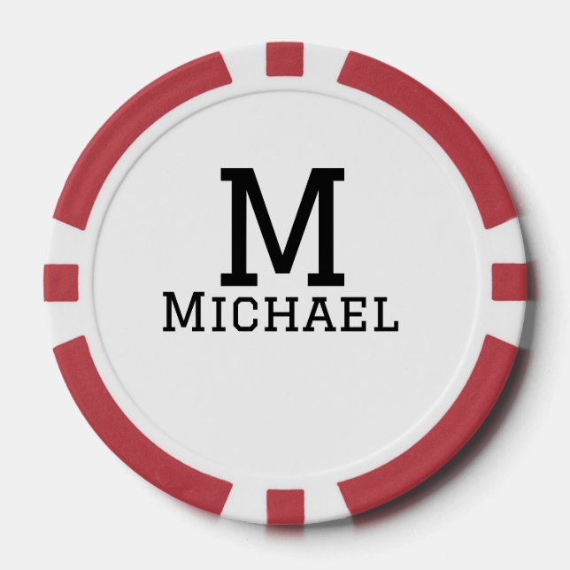 Monogram Hauptstadt masculine fügen Sie Namen einf Pokerchips (Vorderseite)