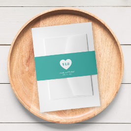 Monogram Heart Modern Wedding Custom Color Einladungsbanderole