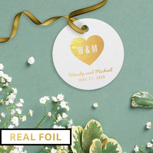 Monogram Heart Wedding Foil Geschenkanhänger (Von Creator hochgeladen)