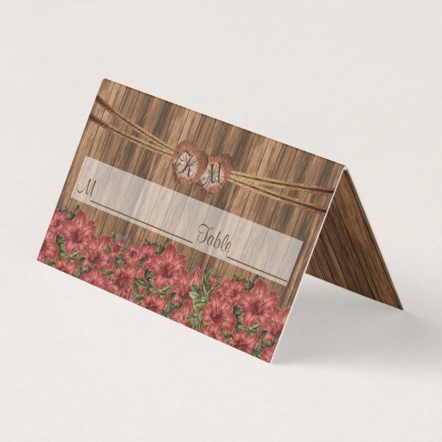 Monogram Heart with Dusty Rose Lily | Platzkarten Visitenkarten (Vorderseite)