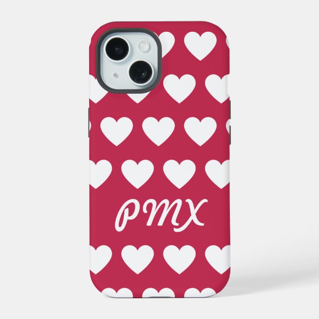 Monogram Hearts iPhone / iPad Hülle iPhone 15 Hülle (Rückseite)