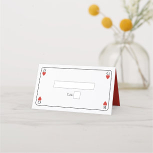 Monogram Hearts Playing Card Hochzeitkarte Platzka Platzkarte