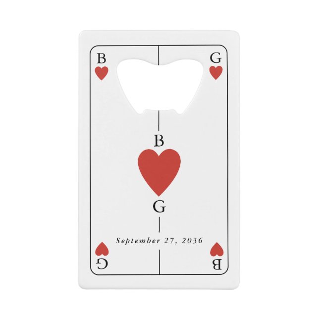 Monogram Hearts Playing Card Wedding Bar Bottle (Devant)