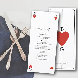 Monogram Hearts Playing Card Wedding Menu Card Menükarte