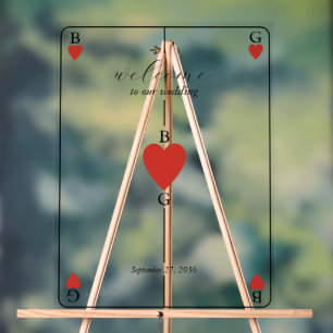 Monogram Hearts Playing Card Wedelzeichen Acrylschild