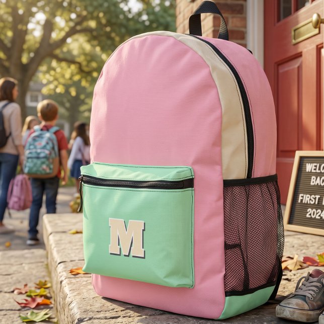 Monogram hell initiale Multicolor Bedruckter Rucksack (Von Creator hochgeladen)
