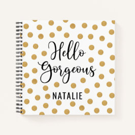 Monogram Hello Gorgeous Gold White Sketchbook Notizbuch