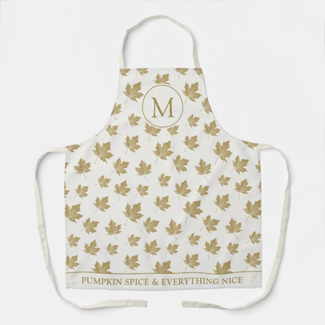Monogram Herbst Herbst verlässt Muster und benutze Schürze (Vorderseite)