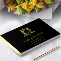 Monogram Herz Wappen Gold Schwarzer Hochzeitgast