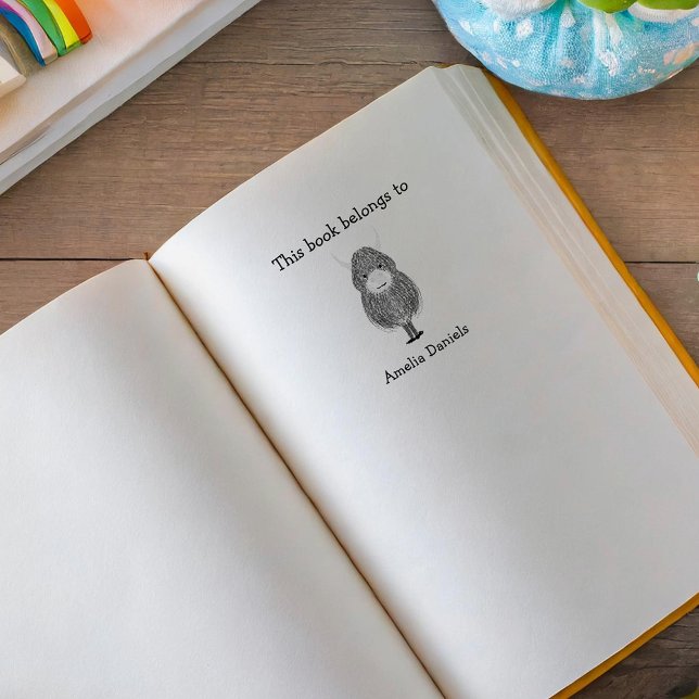 Monogram Highland Cow Dieses Buch gehört Gummistempel (Von Creator hochgeladen)